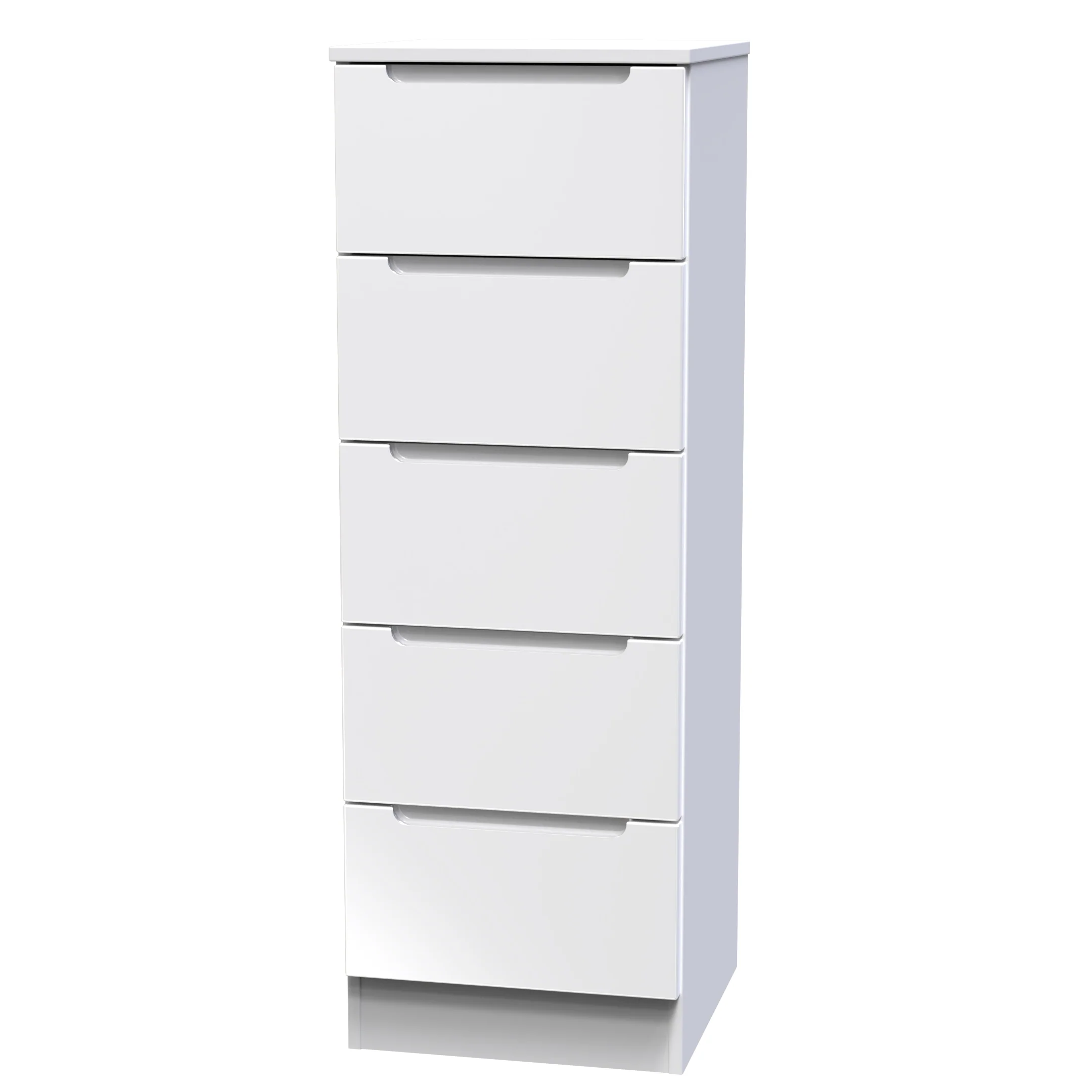 Milan 5 Drawer Bedside in White Gloss & White - Ready Assembled - Image 4