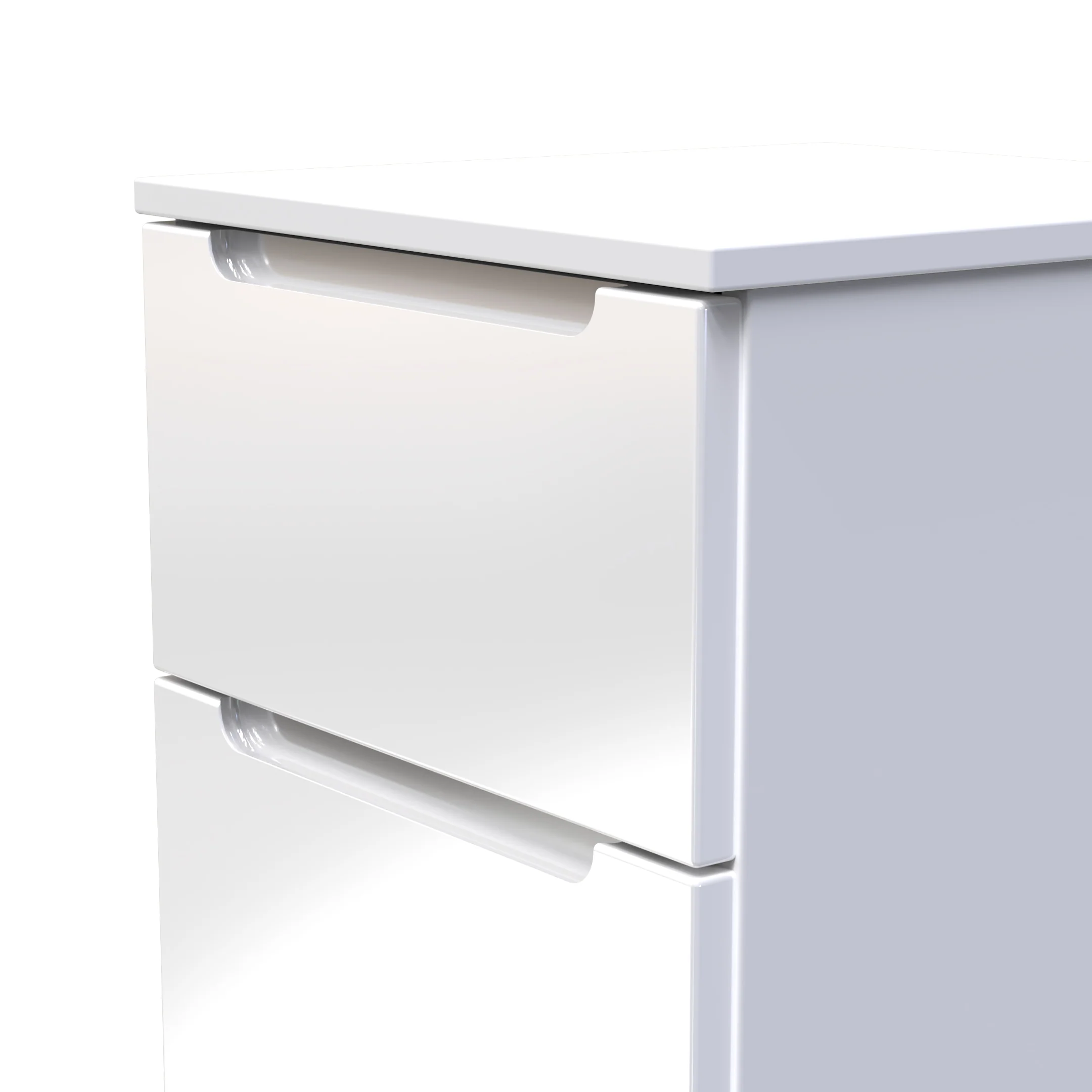 Milan 5 Drawer Bedside in White Gloss & White - Ready Assembled - Image 5