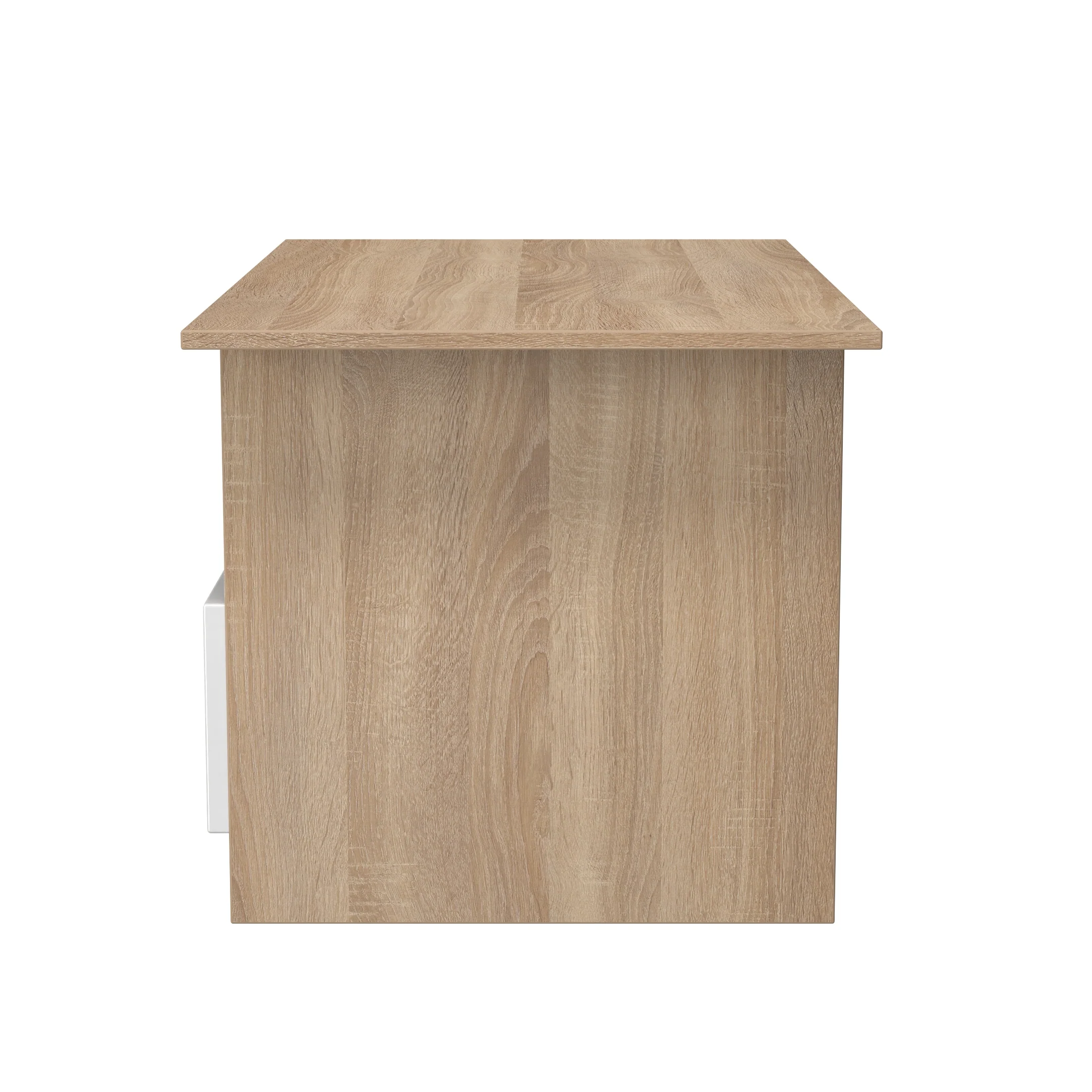 Milan Bottom Drawer Coffee Table in White Gloss & Bardolino Oak - Ready Assembled - Image 3