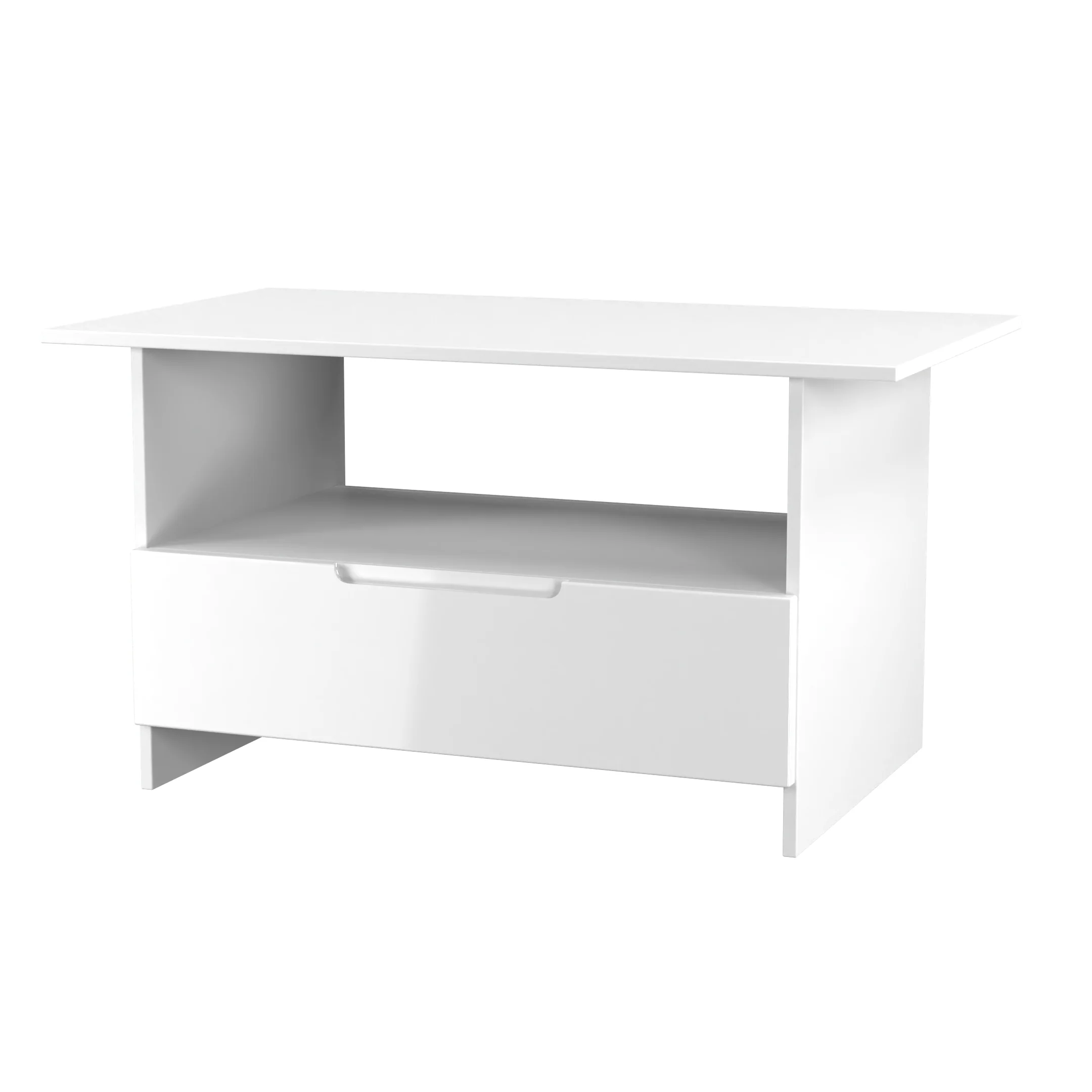 Milan Bottom Drawer Coffee Table in White Gloss & White Matt - Ready Assembled - Image 4