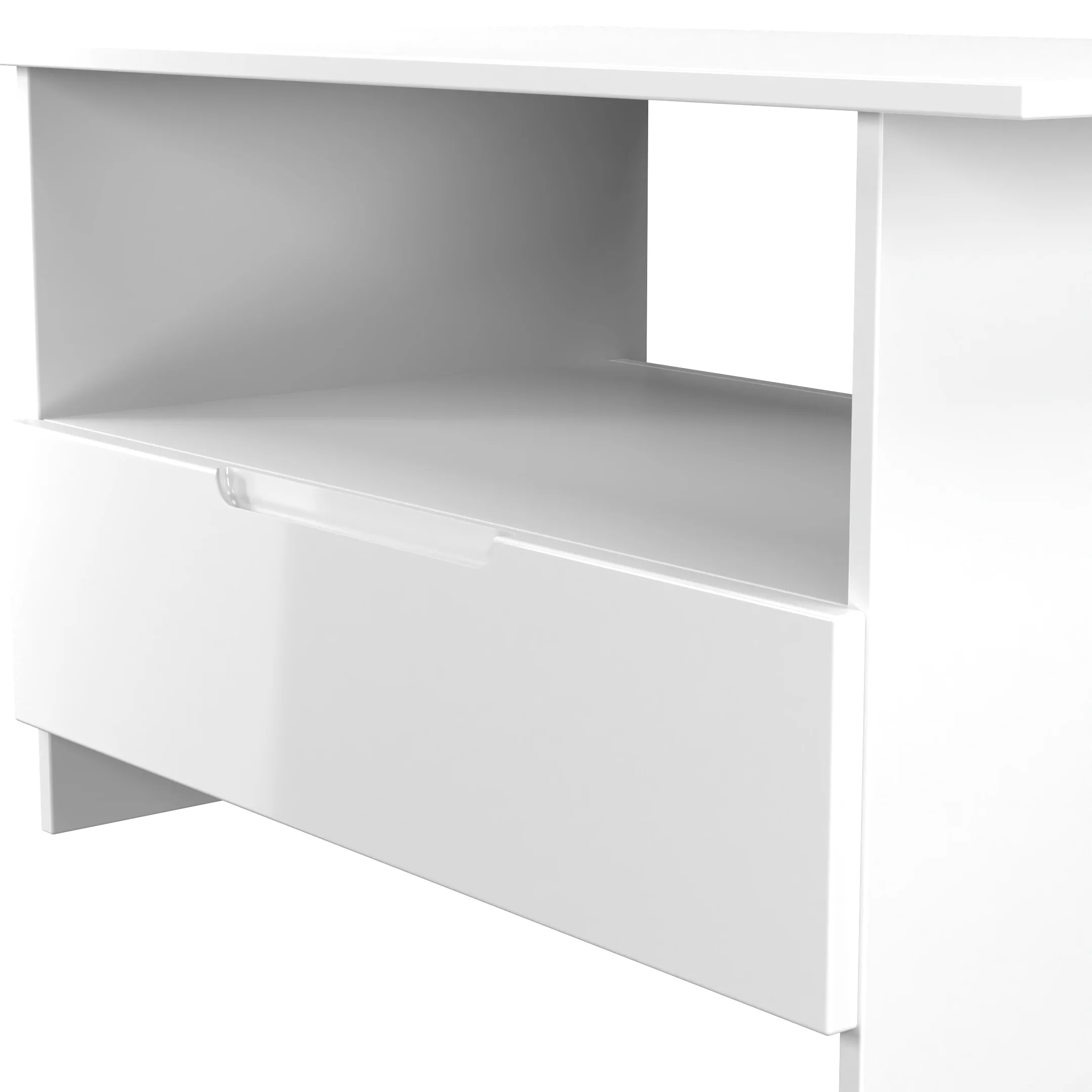 Milan Bottom Drawer Coffee Table in White Gloss & White Matt - Ready Assembled - Image 5
