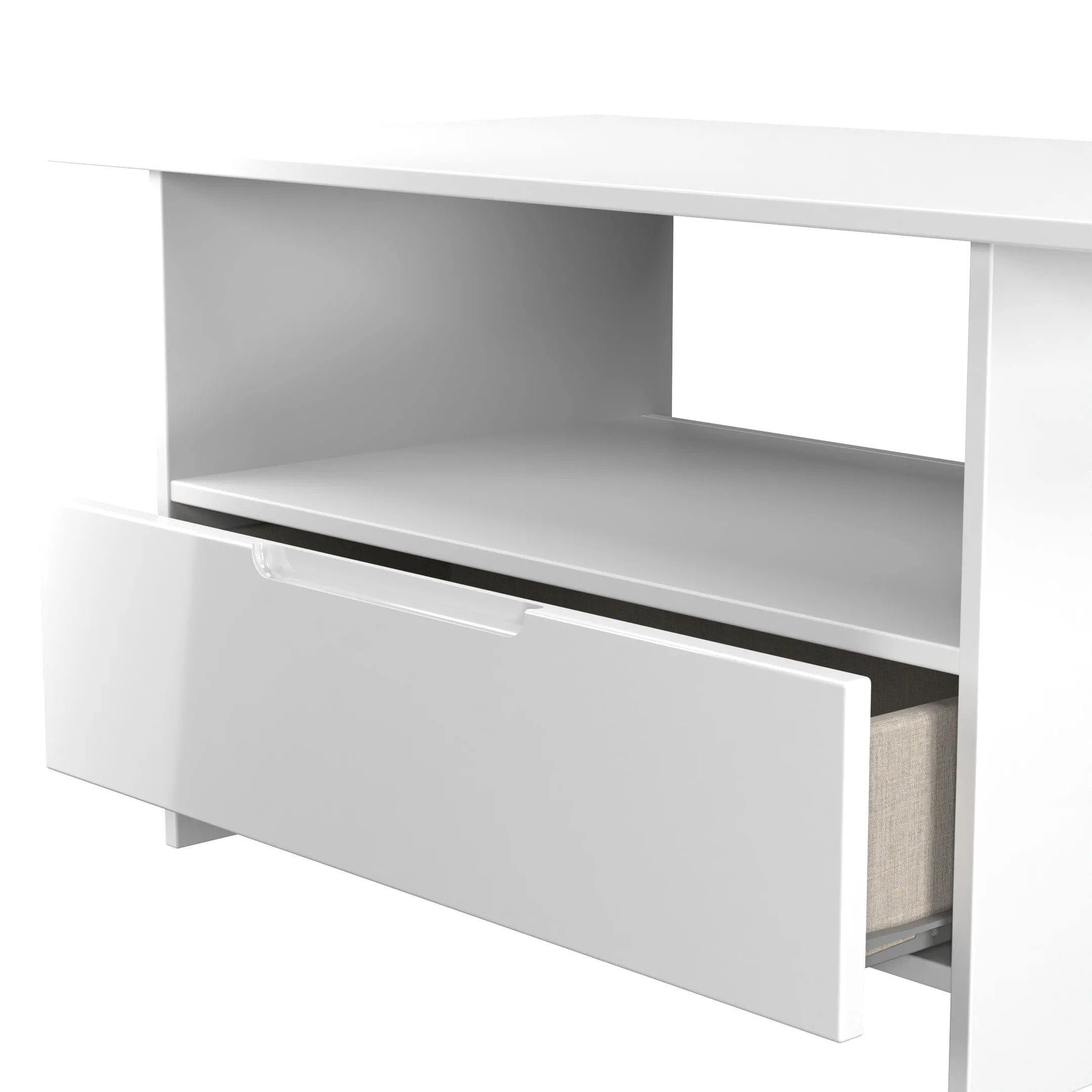 Milan Bottom Drawer Coffee Table in White Gloss & White Matt - Ready Assembled - Image 6