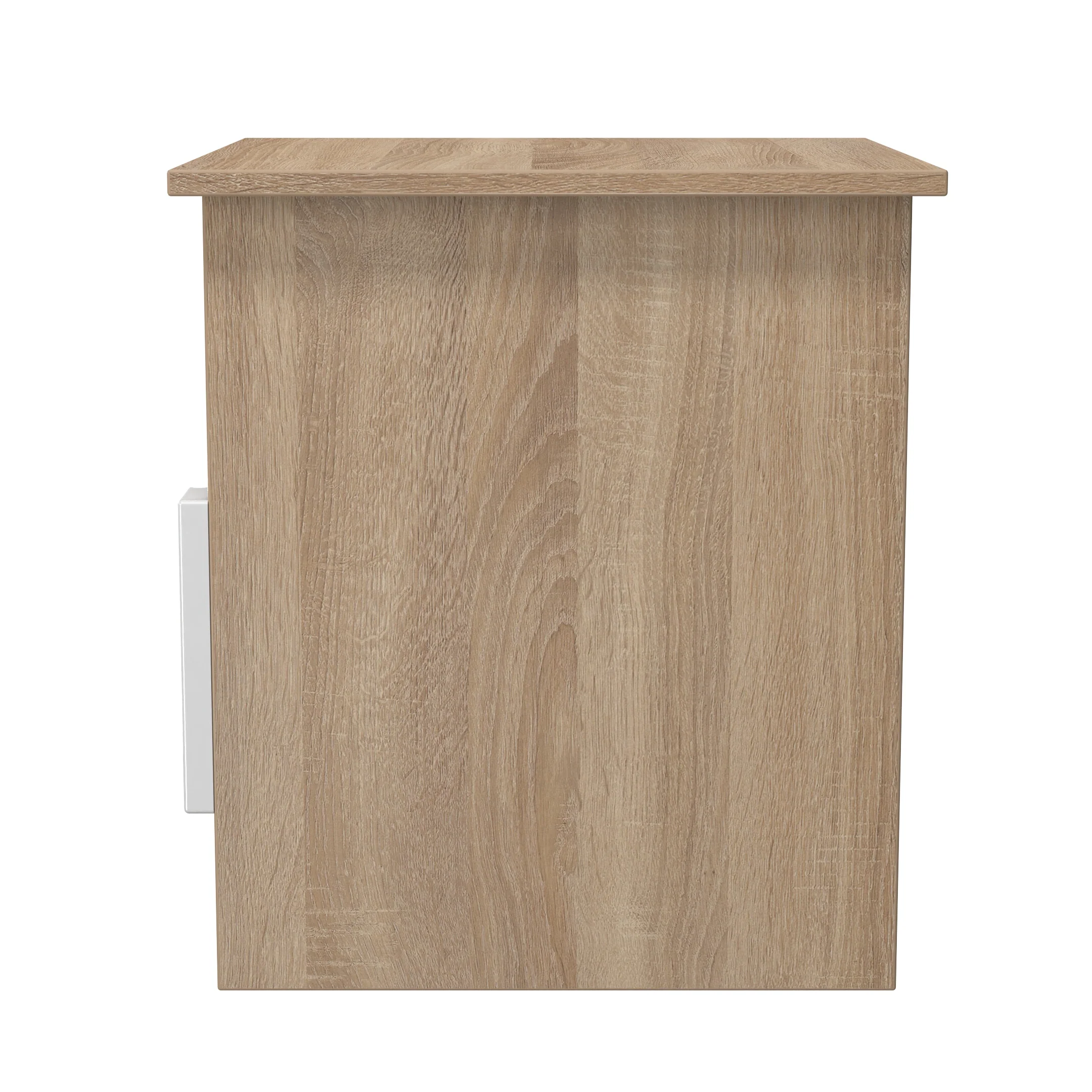 Milan Bottom Drawer Lamp Table in White Gloss & Bardolino Oak - Ready Assembled - Image 3