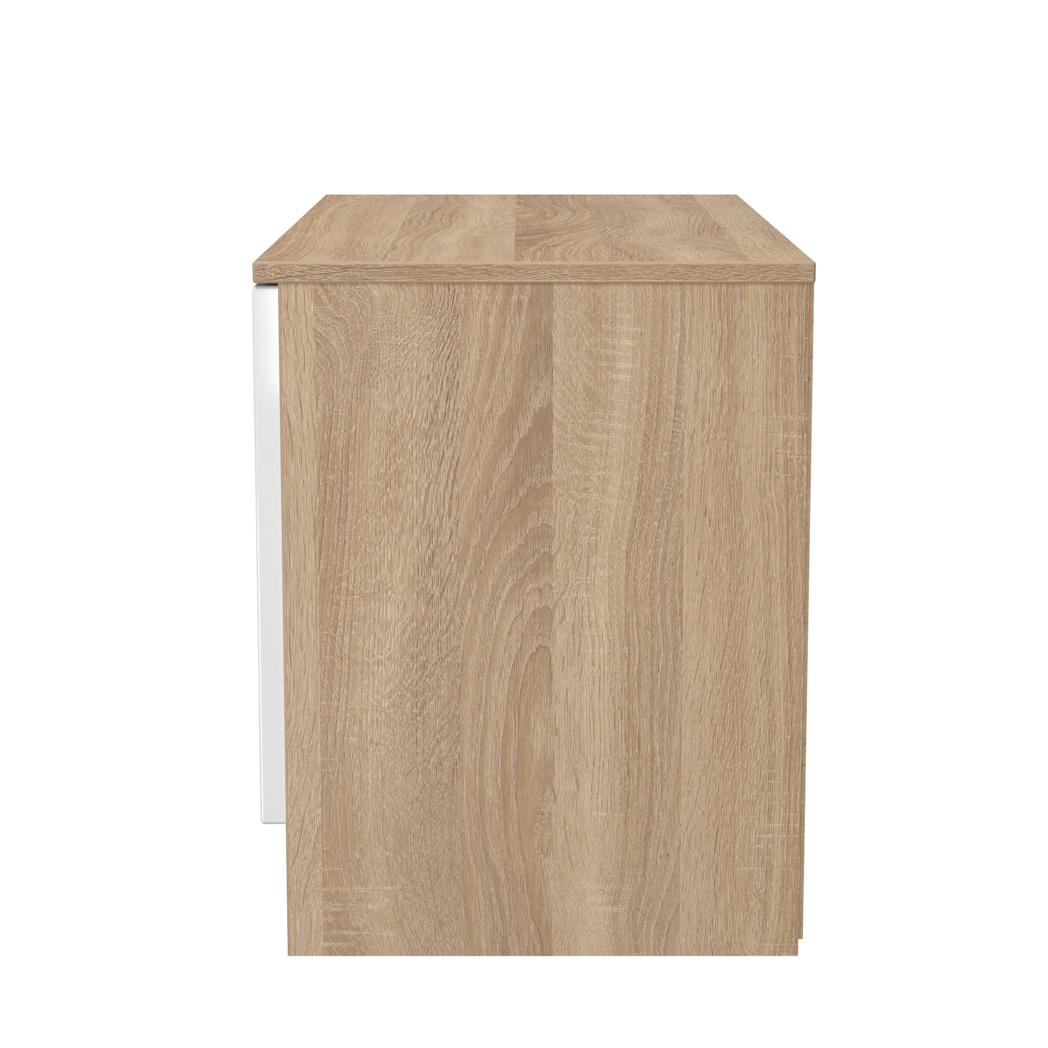 Milan Compact 2 Door TV & Media Unit in White Gloss & Bardolino Oak - Ready Assembled - Image 3