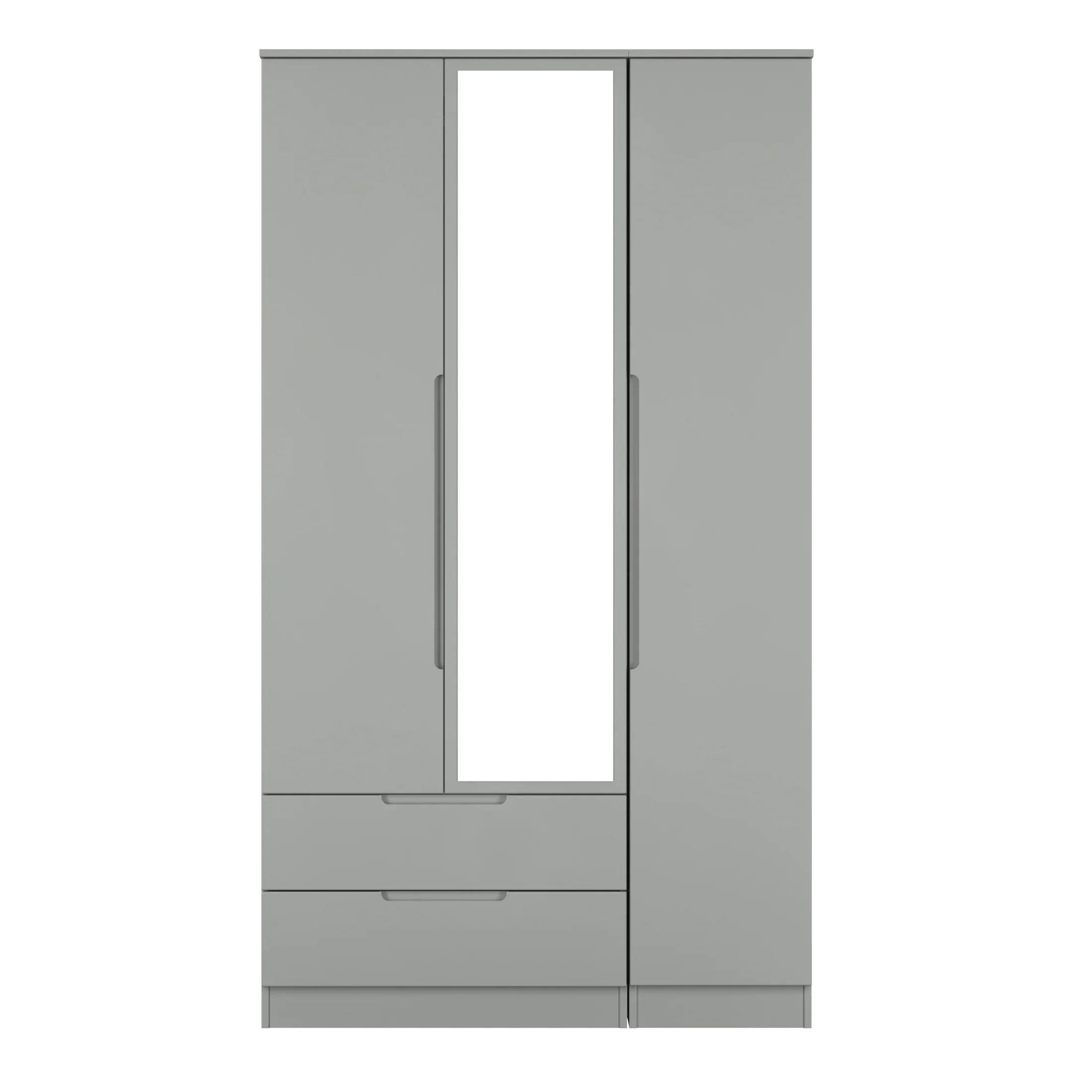 Milan Tall 2 Drawer Tiple Mirror Wardrobe in Dusk Grey - Ready Assembled - Image 2