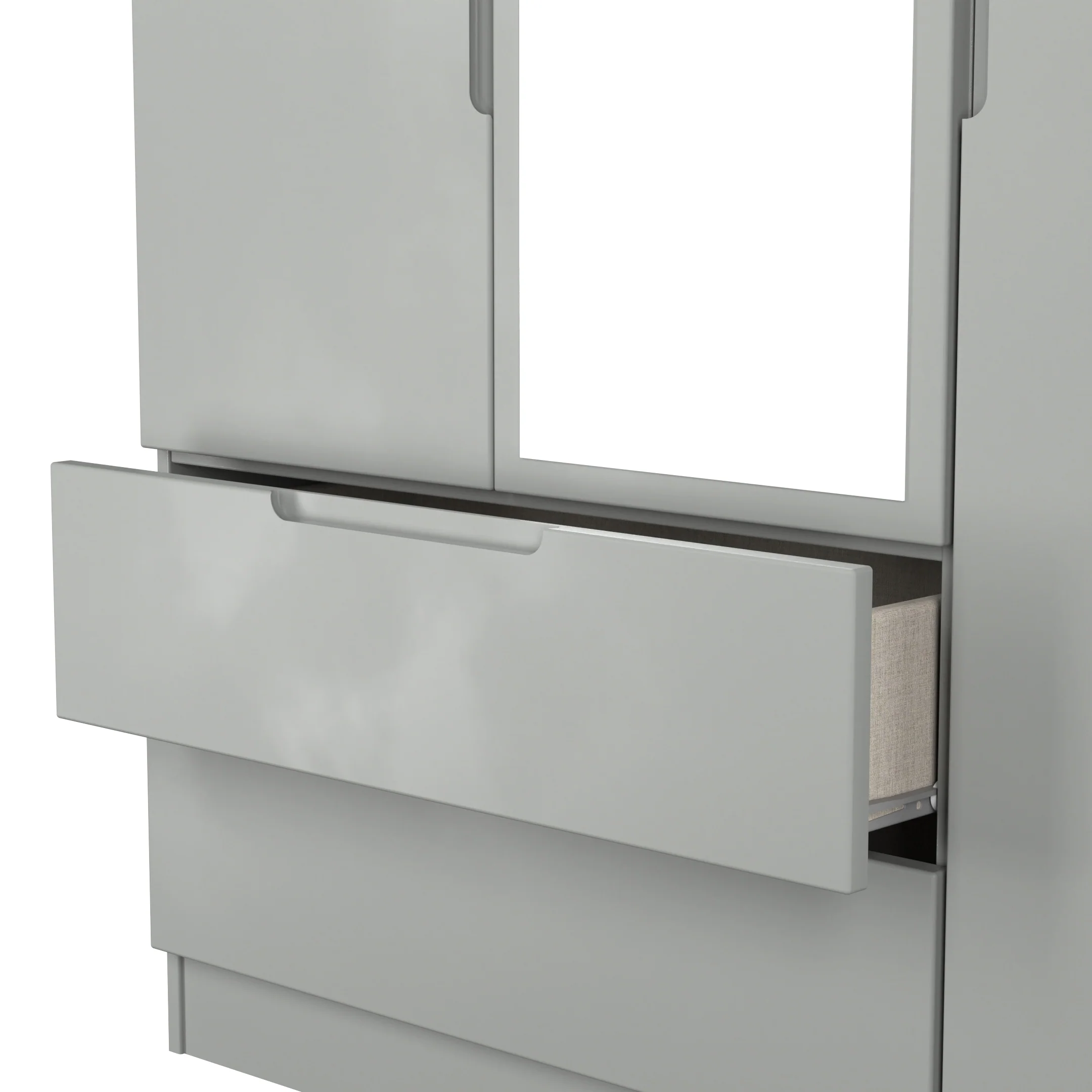 Milan Tall 2 Drawer Tiple Mirror Wardrobe in Dusk Grey - Ready Assembled - Image 8
