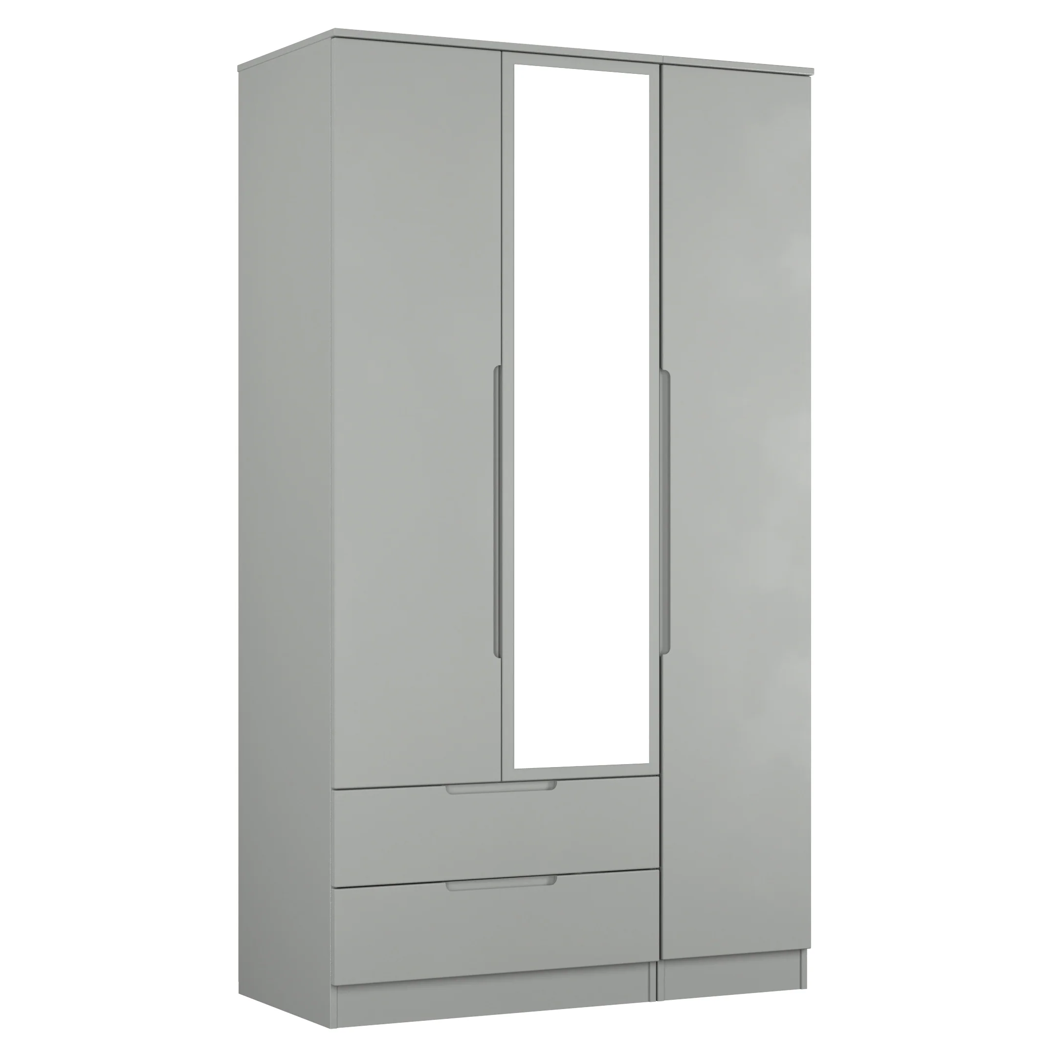 Milan Tall 2 Drawer Tiple Mirror Wardrobe in Dusk Grey - Ready Assembled - Image 9