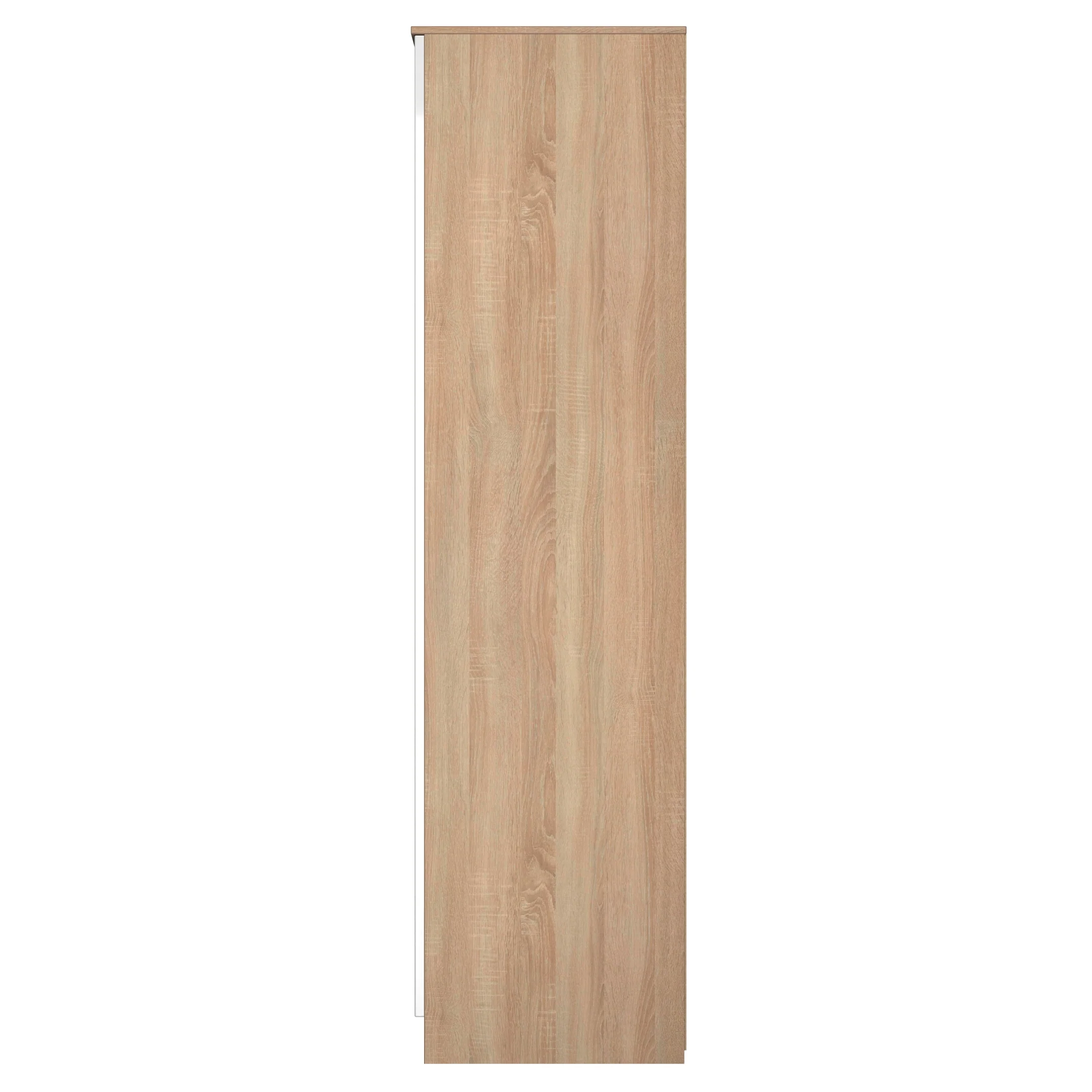 Milan Tall Triple Mirror Wardrobe in White Gloss & Bardolino Oak - Ready Assembled - Image 3