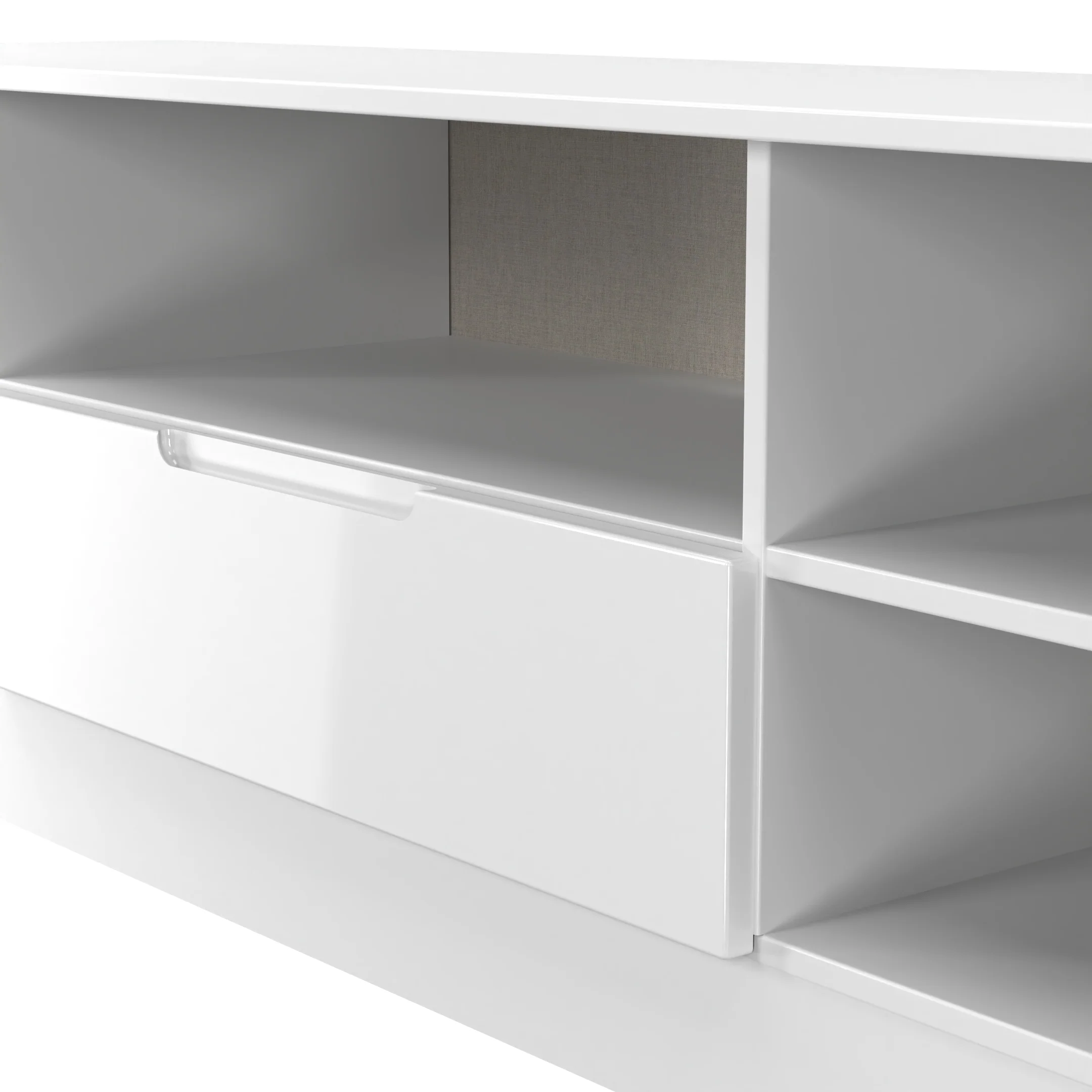 Milan Wide 1 Drawer TV & Media Unit in White Gloss & White Matt - Ready Assembled - Image 4