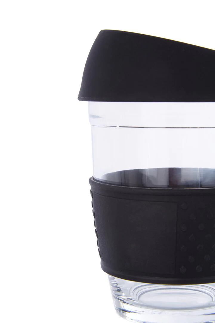 Mimo Glass Mug With Black Silicone Band Lid - Image 3