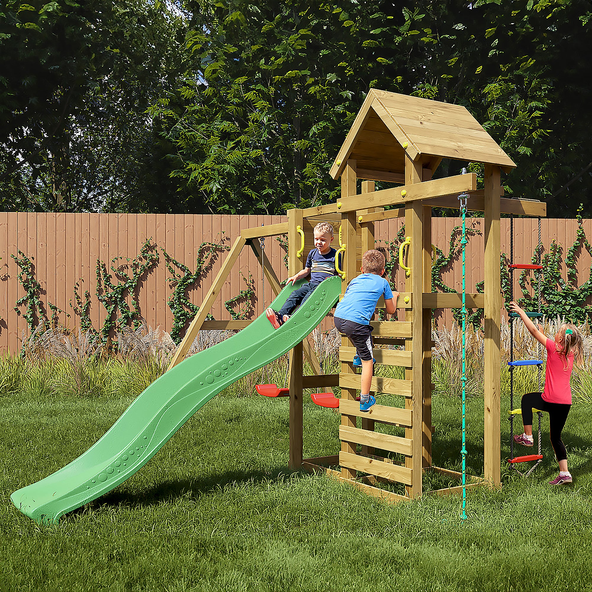 Mixter Playfort - Climbing Frame With Swings And Slide - Image 3