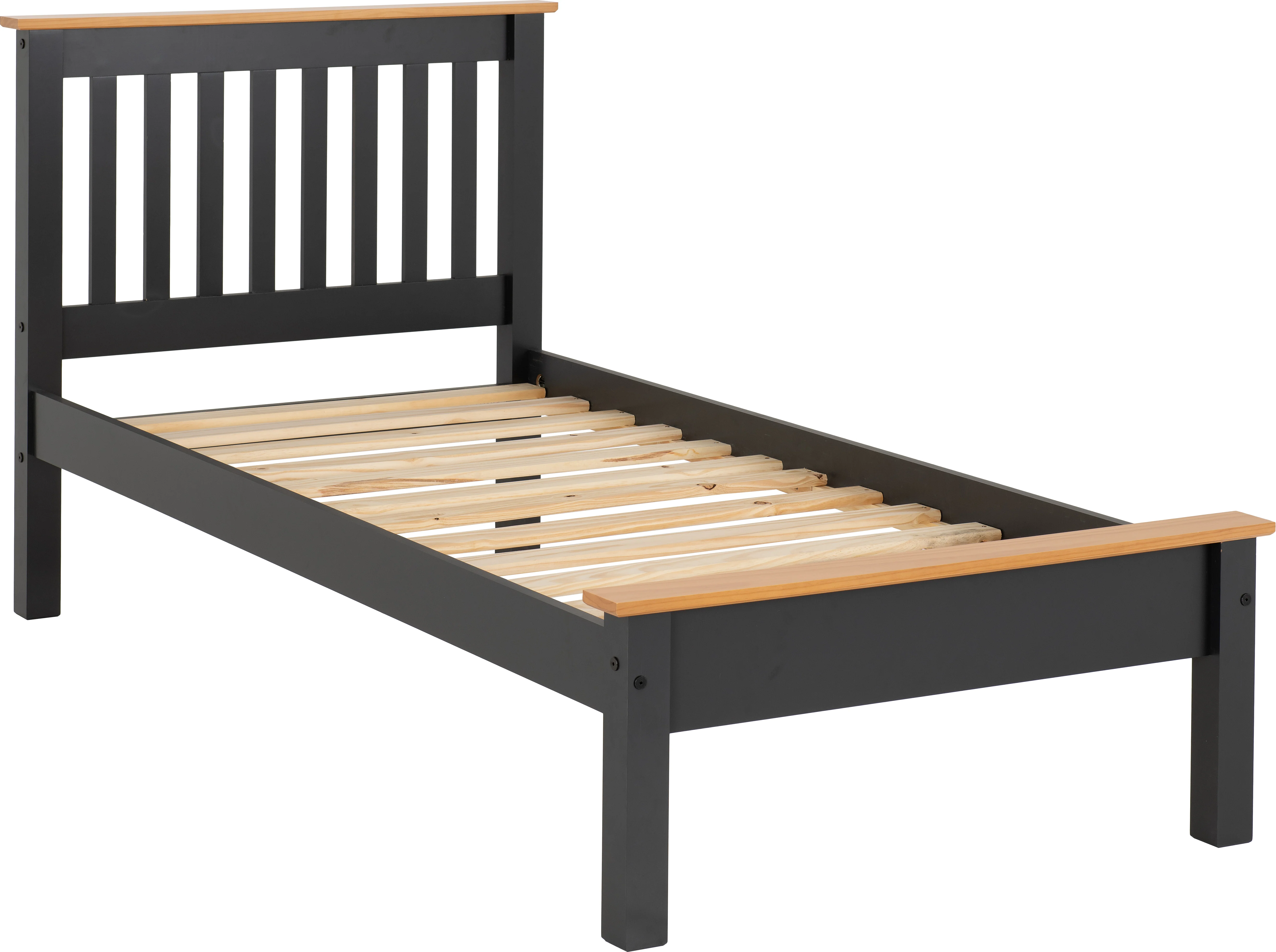 MONACO 3' LOW END BED - DARK GREY/OAK EFFECT - Image 2