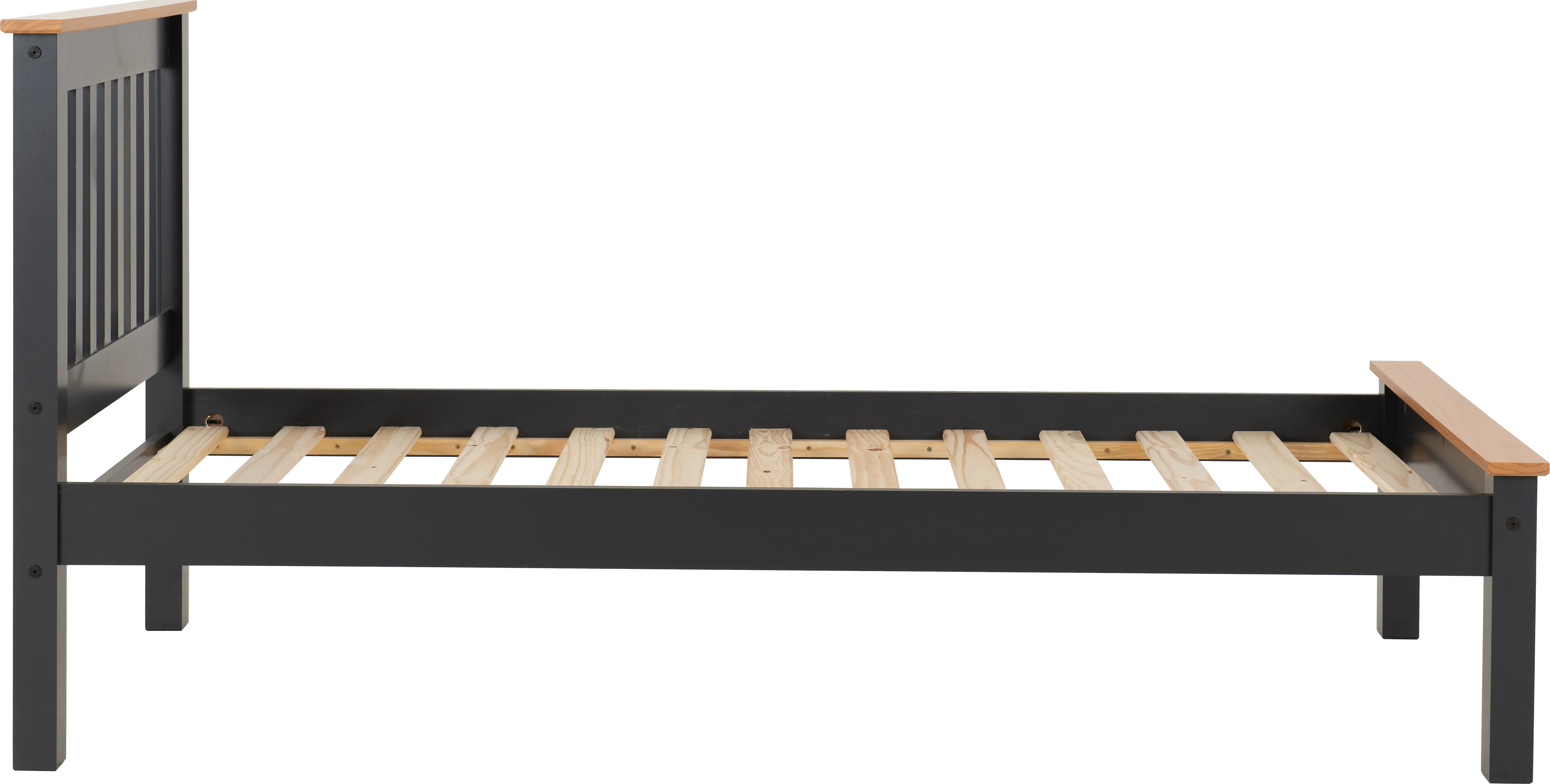 MONACO 3' LOW END BED - DARK GREY/OAK EFFECT - Image 4