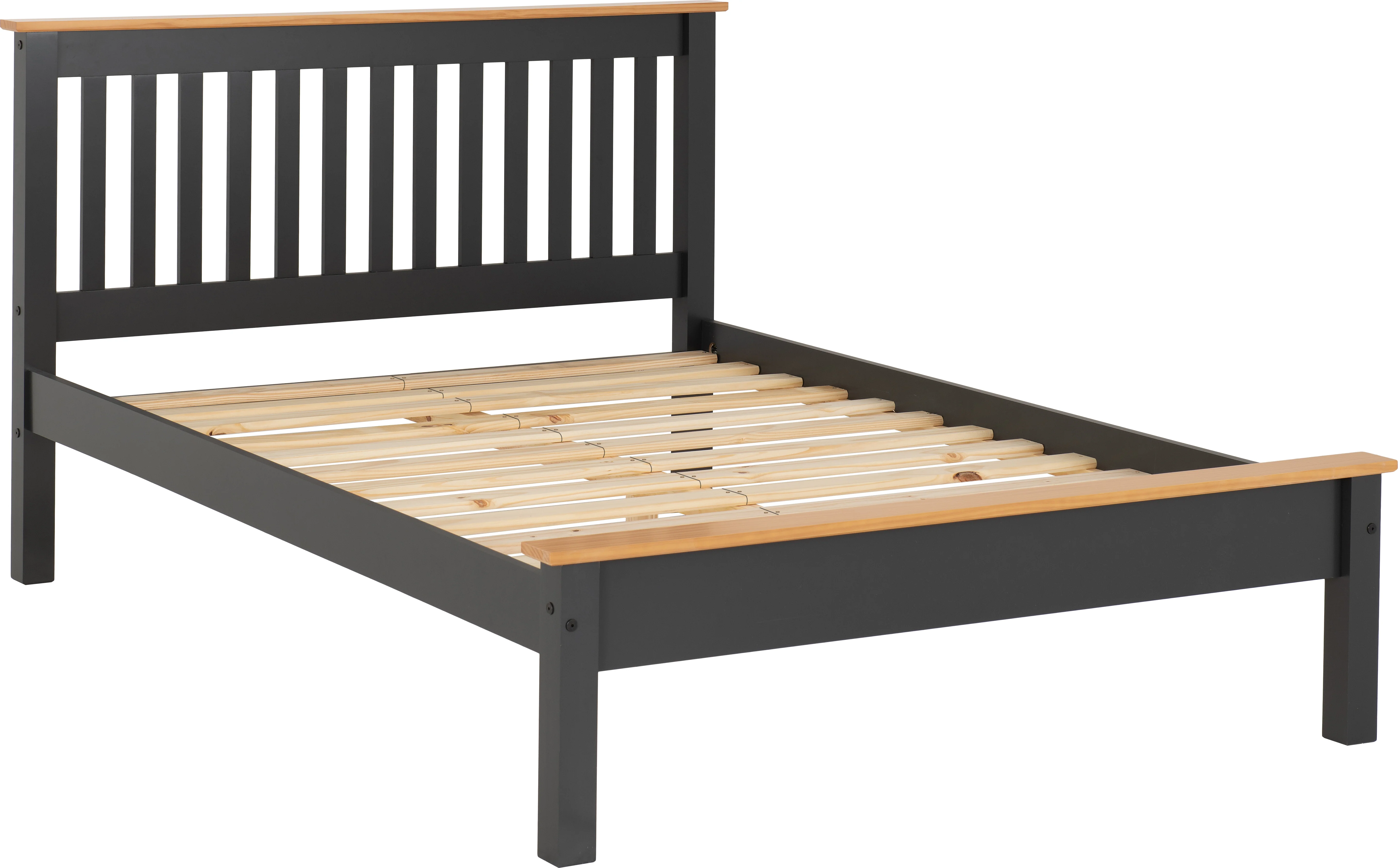 MONACO 4'6" LOW END BED - DARK GREY/OAK EFFECT - Image 2