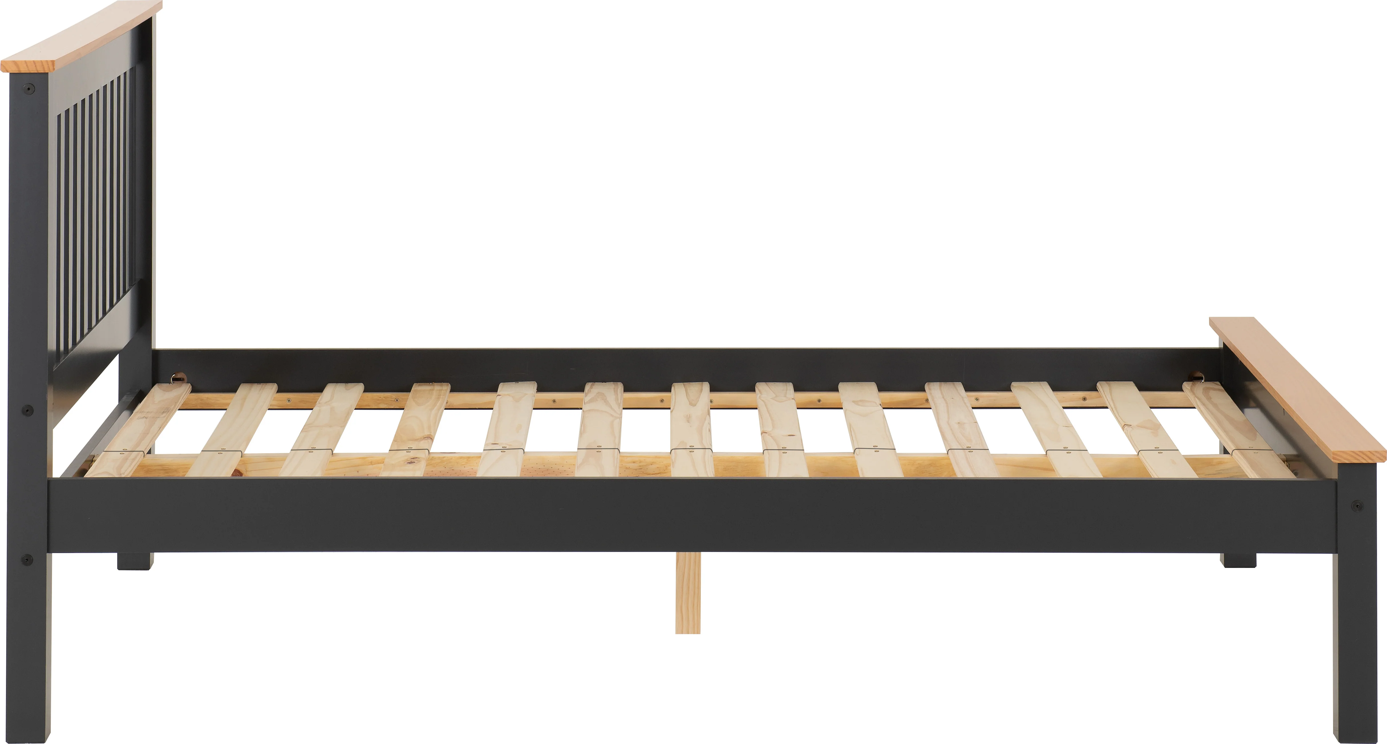 MONACO 4'6" LOW END BED - DARK GREY/OAK EFFECT - Image 4