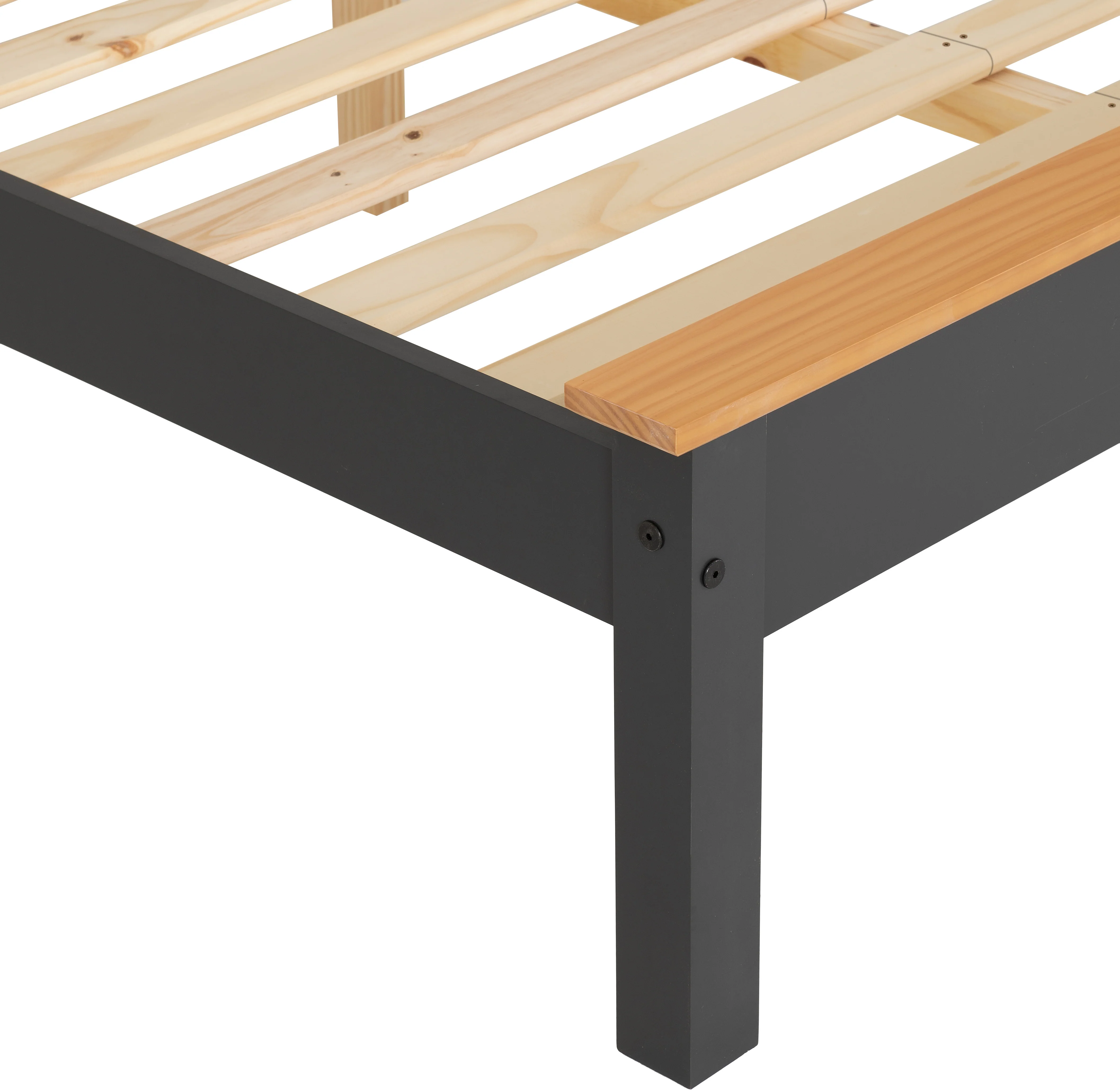 MONACO 4'6" LOW END BED - DARK GREY/OAK EFFECT - Image 5