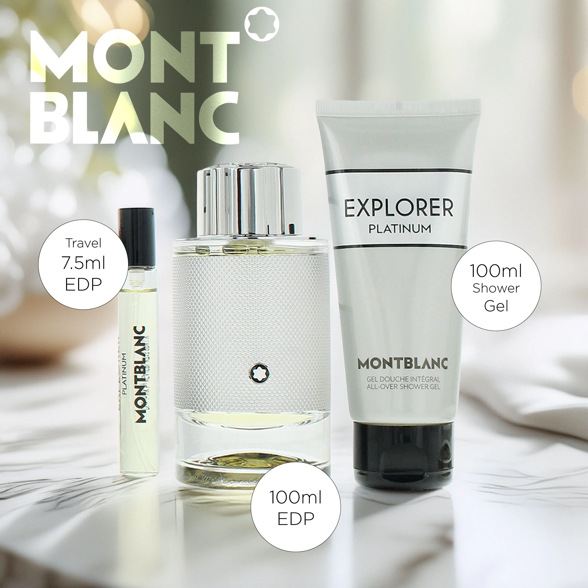 Montblanc Explorer Platinum 3 Piece Gift Set: Eau De Parfum 100ml - Eau De Parfum 7.5 - Shower Gel 100ml - Image 6
