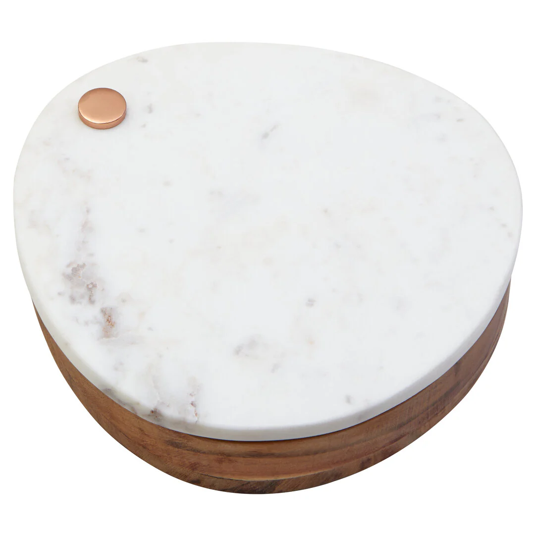 Monzaro White Marble And Wood Cheese Knife And Board Set - Image 2