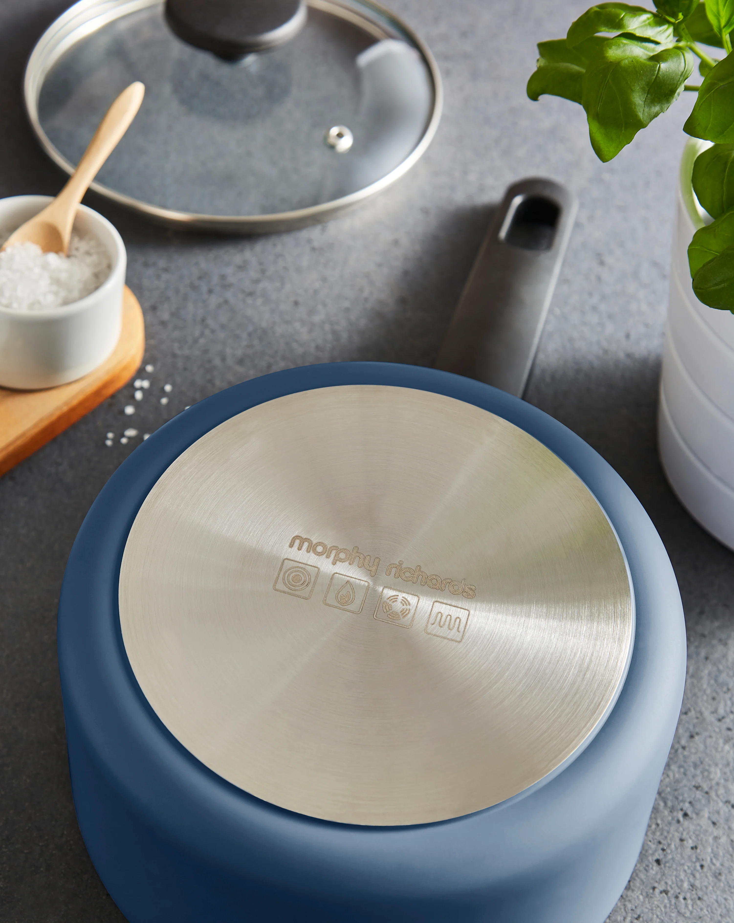 Morphy Richards 3 Piece Recycled Aluminium Saucepan Set - Blue - Image 9