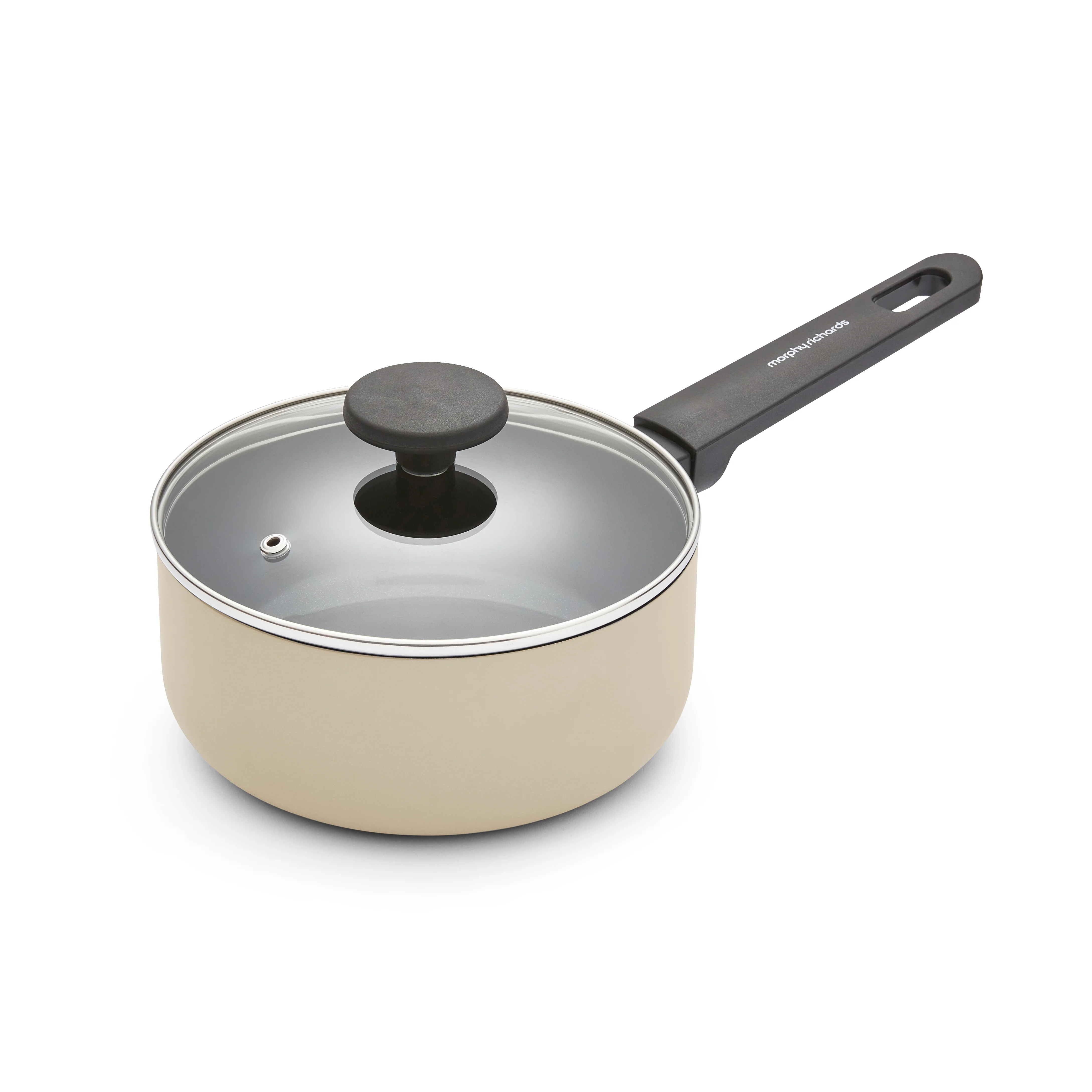 Morphy Richards 3 Piece Recycled Aluminium Saucepan Set - Cream - Image 3