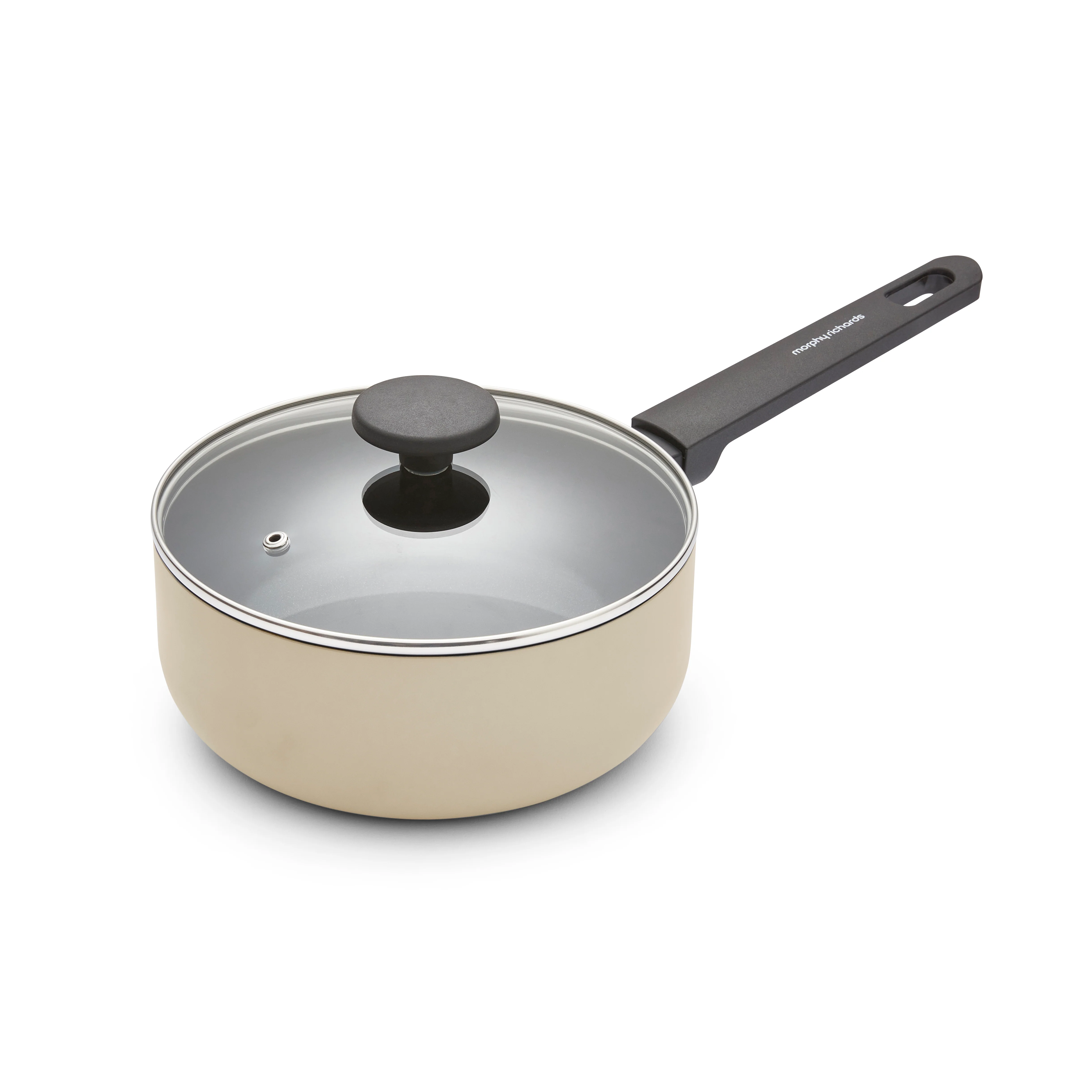 Morphy Richards 3 Piece Recycled Aluminium Saucepan Set - Cream - Image 4