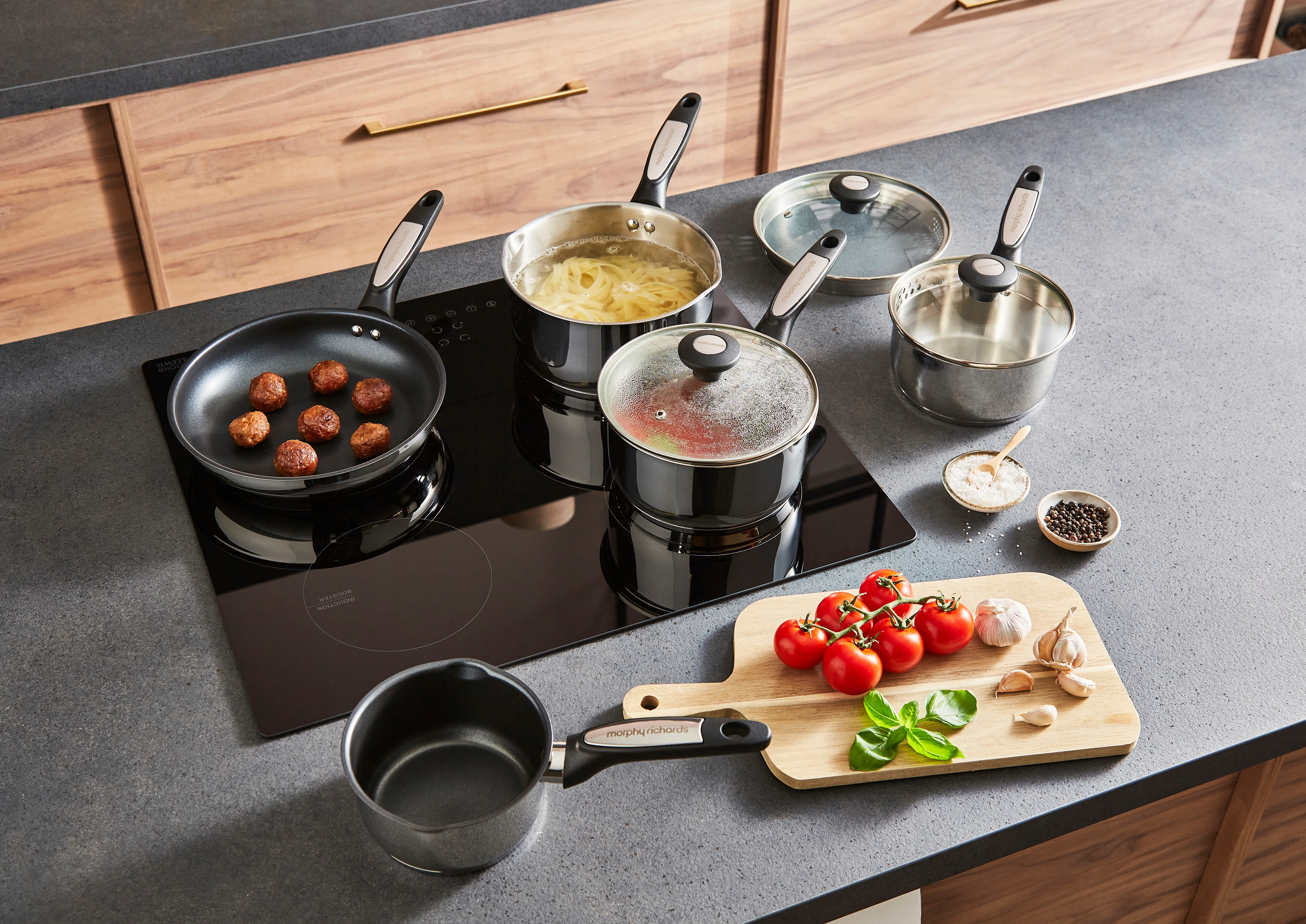 Morphy Richards 5 Piece Pouring Spout Stainless Steel Pan Set
