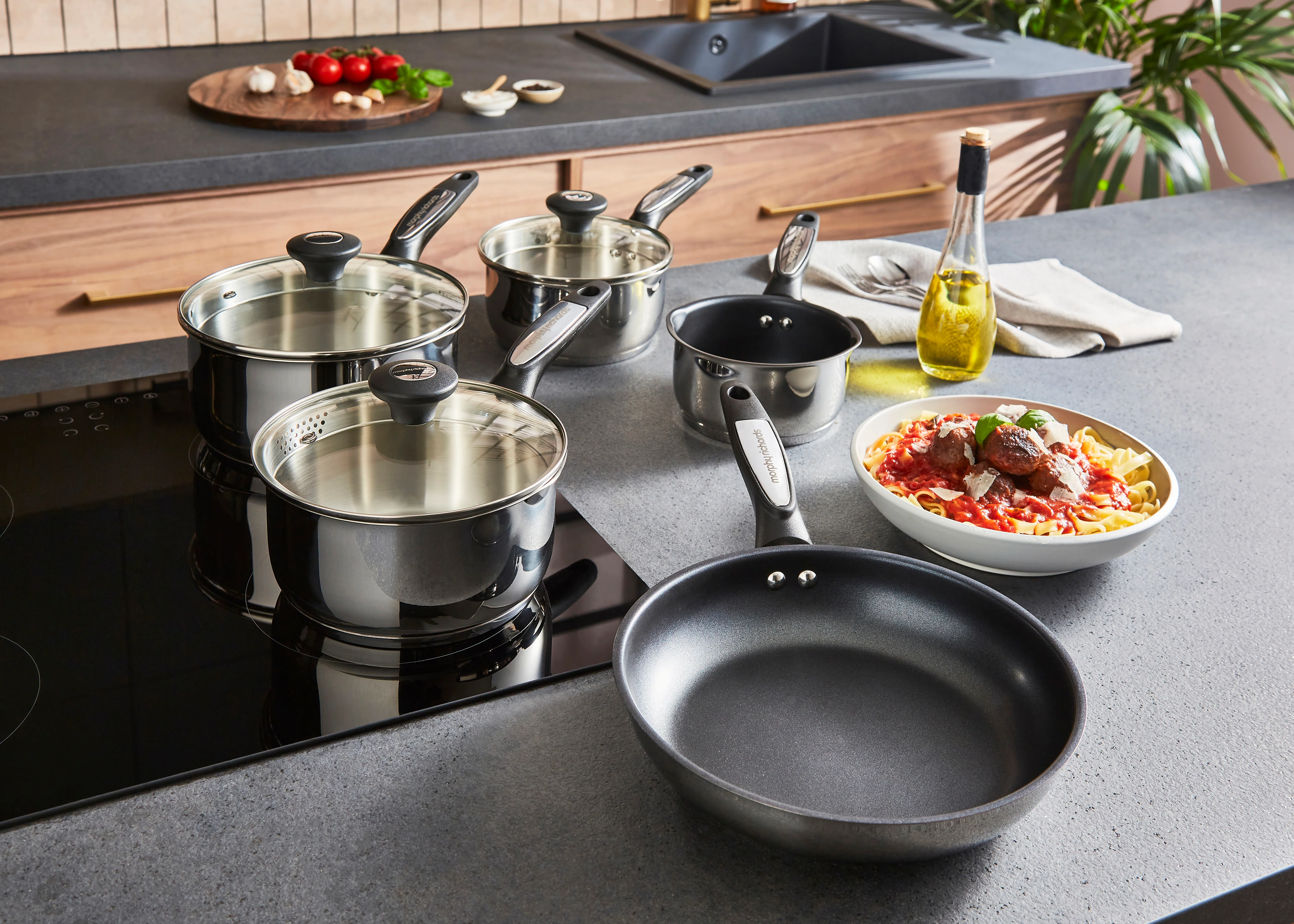 Morphy Richards 5 Piece Pouring Spout Stainless Steel Pan Set - Image 12