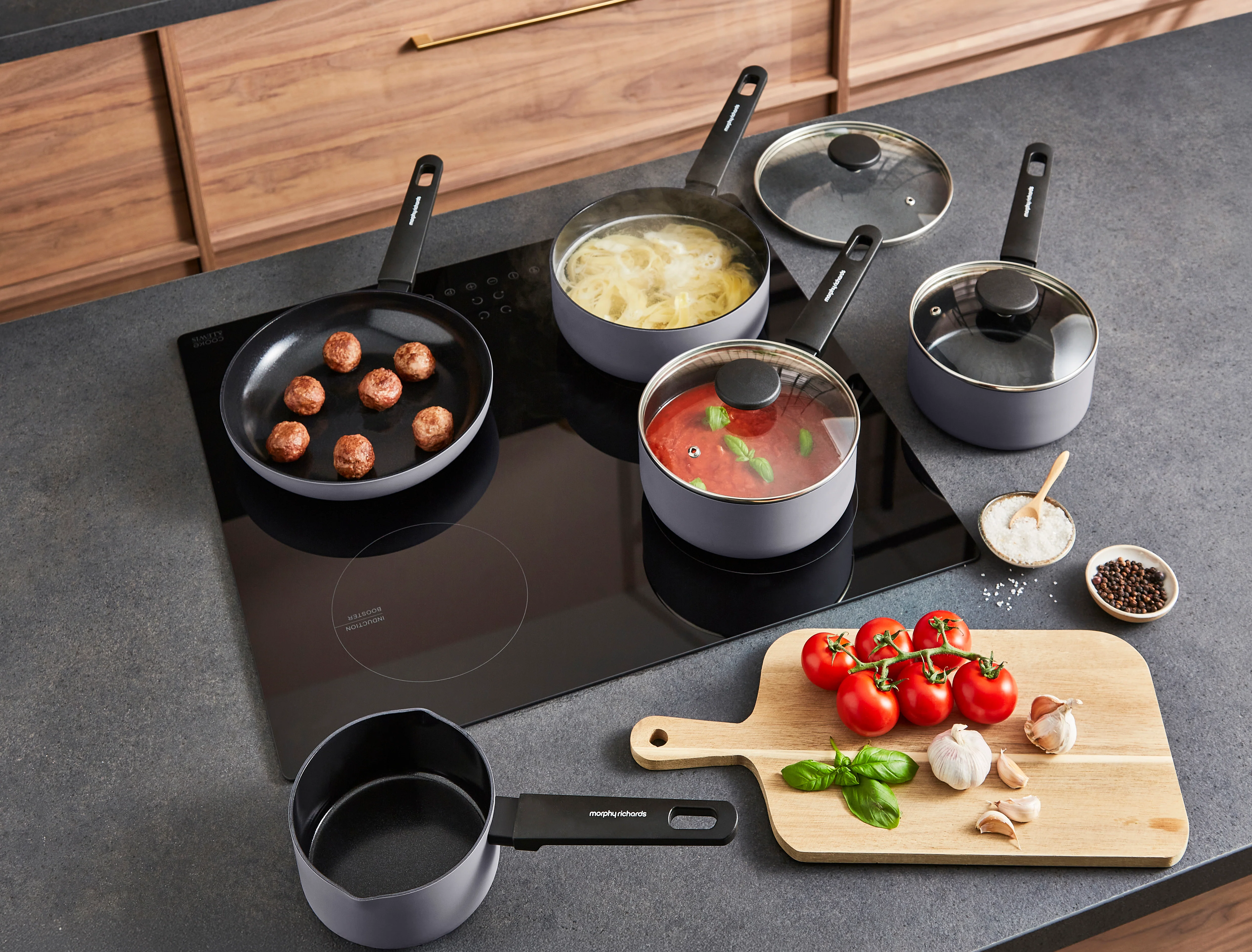 Morphy Richards 5 Piece Recycled Aluminium Saucepan Set - Grey - Image 7