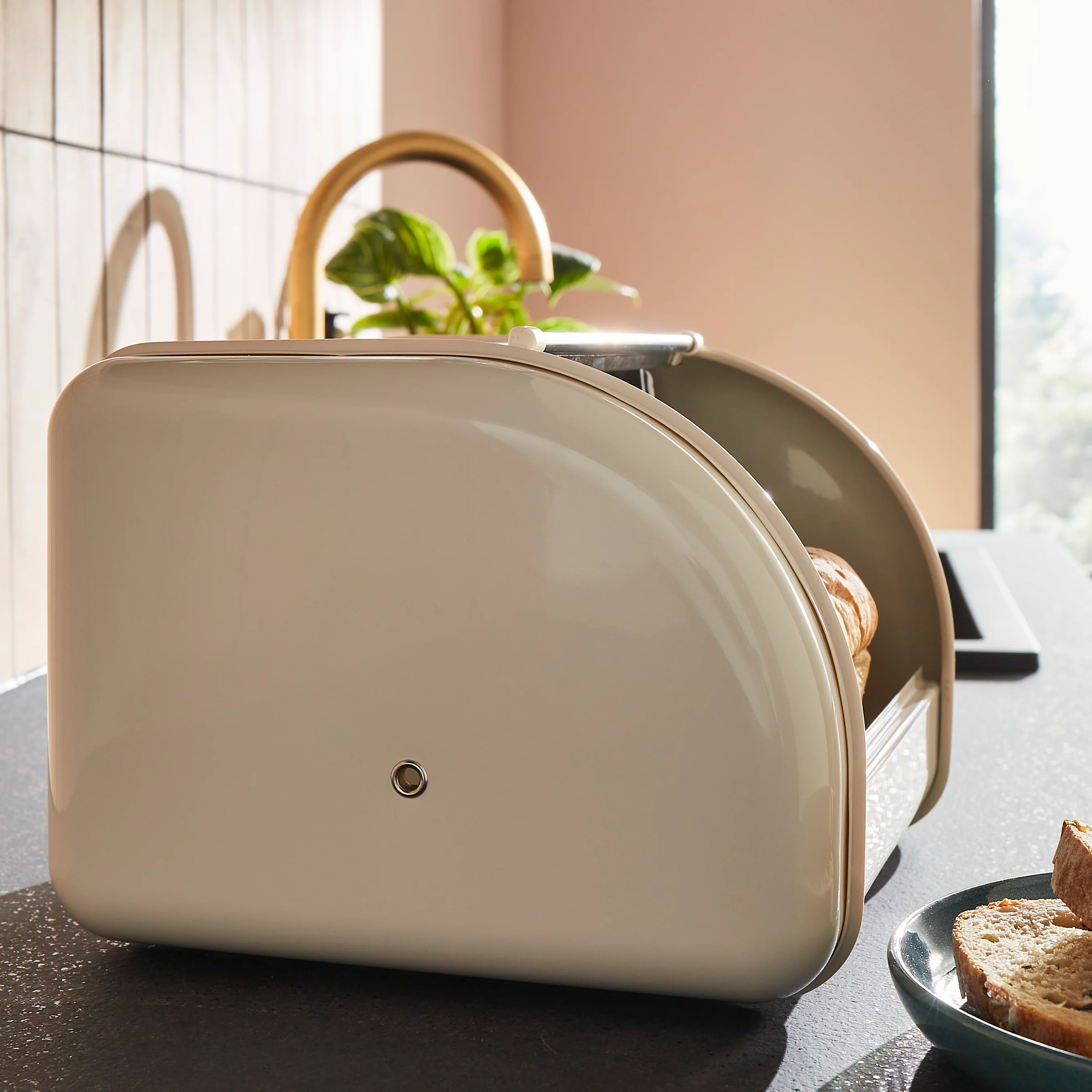 Morphy Richards Equip Compact Roll Front Bread Bin - Cream - Image 5
