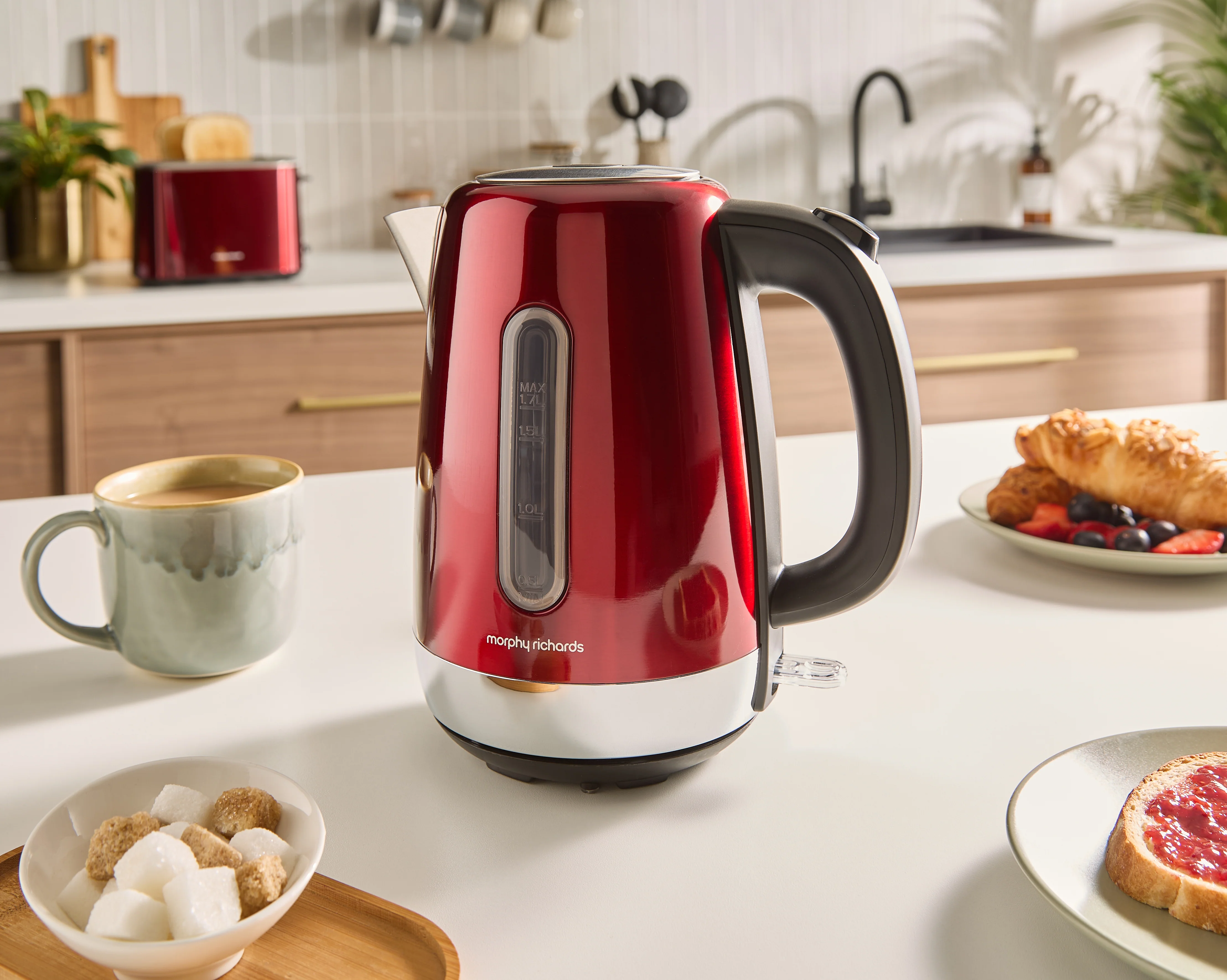 Morphy Richards Equip Morphy Metalic Red Kettle And Toaster Set - Image 9