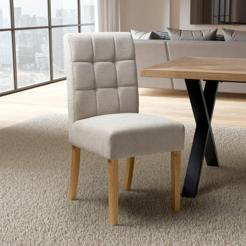 Moseley Waffle Flax Effect Natural Dining Chair In Natural Legs - Set Of 2 - Image 11