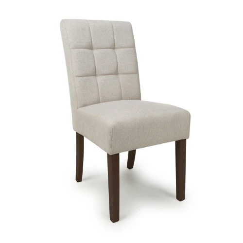Moseley Waffle Flax Effect Natural Dining Chair In Walnut Legs - Set Of 2