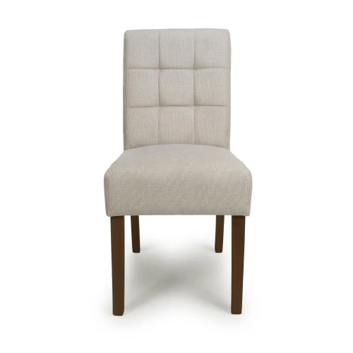 Moseley Waffle Flax Effect Natural Dining Chair In Walnut Legs - Set Of 2 - Image 4