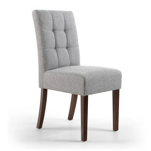 Moseley Waffle Linen Effect Silver Grey In Walnut Legs - Set Of 2