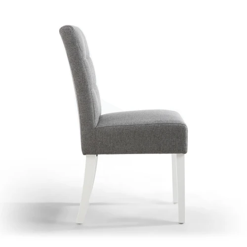 Moseley Waffle Linen Effect Silver Grey In White Legs - Set Of 2 - Image 5
