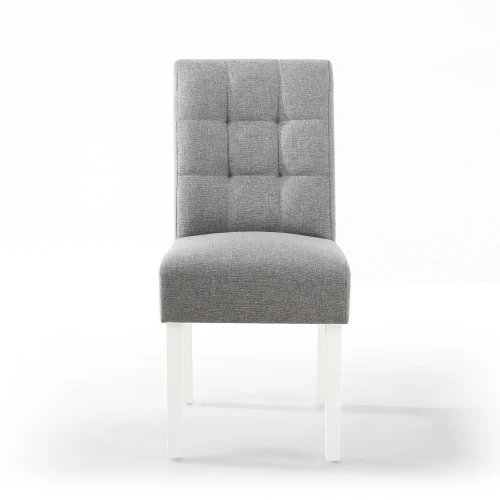 Moseley Waffle Linen Effect Silver Grey In White Legs - Set Of 2 - Image 6