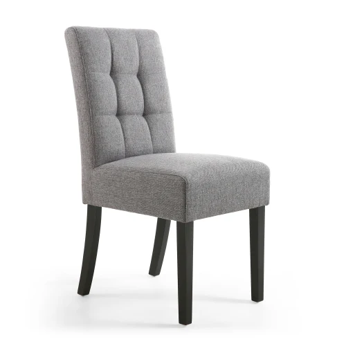 Moseley Waffle Linen Effect Steel Grey In Black Legs - Set Of 2