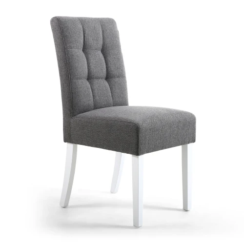 Moseley Waffle Linen Effect Steel Grey In White Legs - Set Of 2