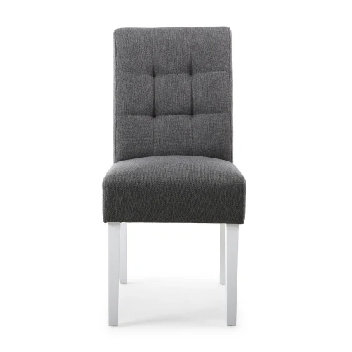 Moseley Waffle Linen Effect Steel Grey In White Legs - Set Of 2 - Image 6