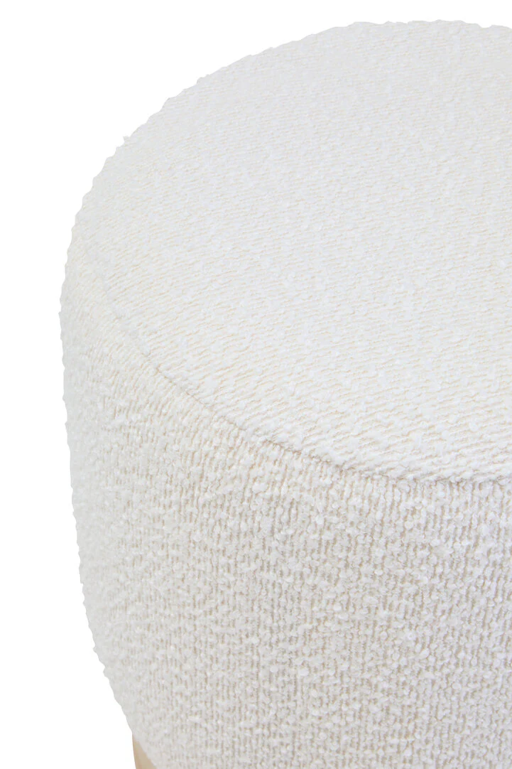 Mota Burl Wood And Cream Boucle Round Stool - Image 4