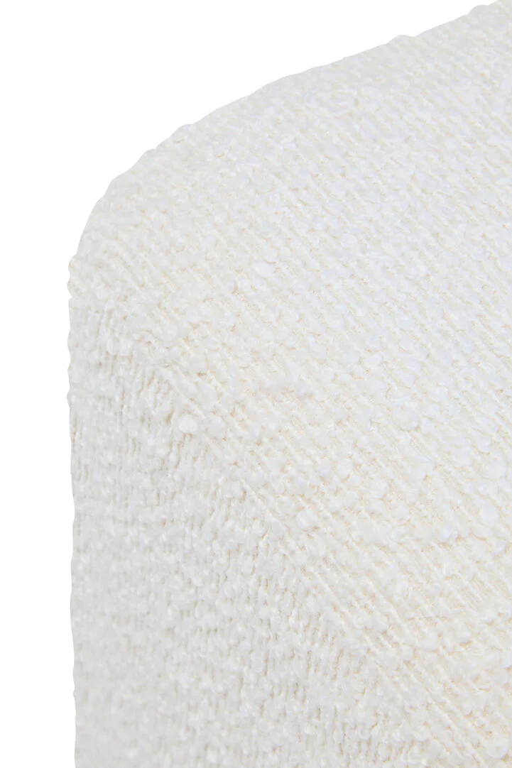 Mota Burl Wood And Cream Boucle Sqaure Stool - Image 6