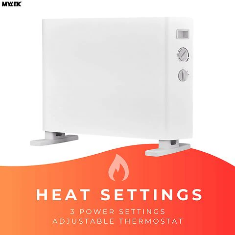 MYLEK Convector Heater Electric 2000W Free Standing Radiator - Portable, 3 Power Modes With Adjustable Thermostat - Image 2