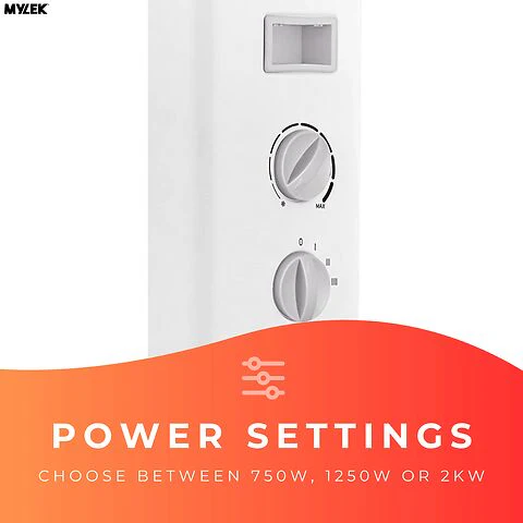 MYLEK Convector Heater Electric 2000W Free Standing Radiator - Portable, 3 Power Modes With Adjustable Thermostat - Image 4