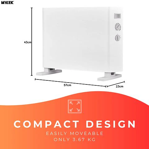 MYLEK Convector Heater Electric 2000W Free Standing Radiator - Portable, 3 Power Modes With Adjustable Thermostat - Image 6