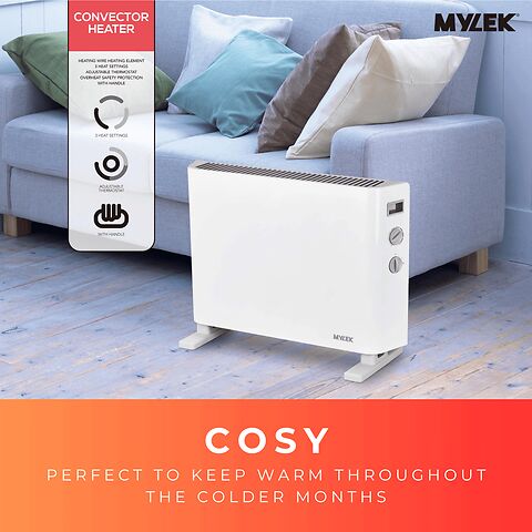MYLEK Convector Heater Electric 2000W Free Standing Radiator - Portable, 3 Power Modes With Adjustable Thermostat - Image 9