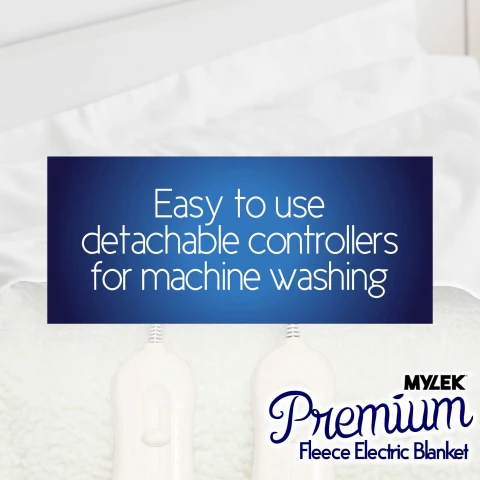 Mylek Electric Blanket Double Bed Premium Fleece Underblanket Dual Control With Elasticated Skirt - Image 4