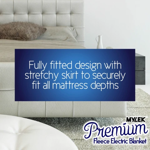 Mylek Electric Blanket Double Bed Premium Fleece Underblanket Dual Control With Elasticated Skirt - Image 9