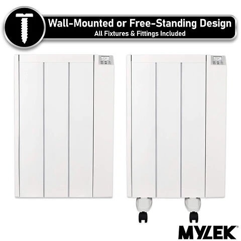 MYLEK Electric Radiator Panel Heater Ceramic White Eco Bathroom Safe Wall Mounted Or Free Standing With Timer Thermostat - Image 6