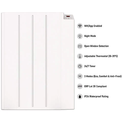 MYLEK Electric Radiator Panel Heater WIFI Smart APP Eco Bathroom Safe Wall Mounted Timer Thermostat - Image 3