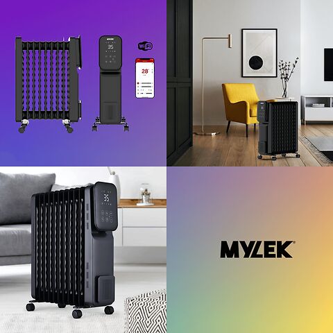 MYLEK Oil Filled Digital WiFi Smart App Enabled Heater - 3 Heat Settings & 24-Hour Timer - Image 2